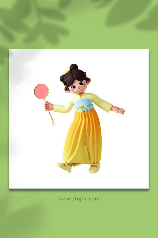 立体古装少女在雨中形象-众图网