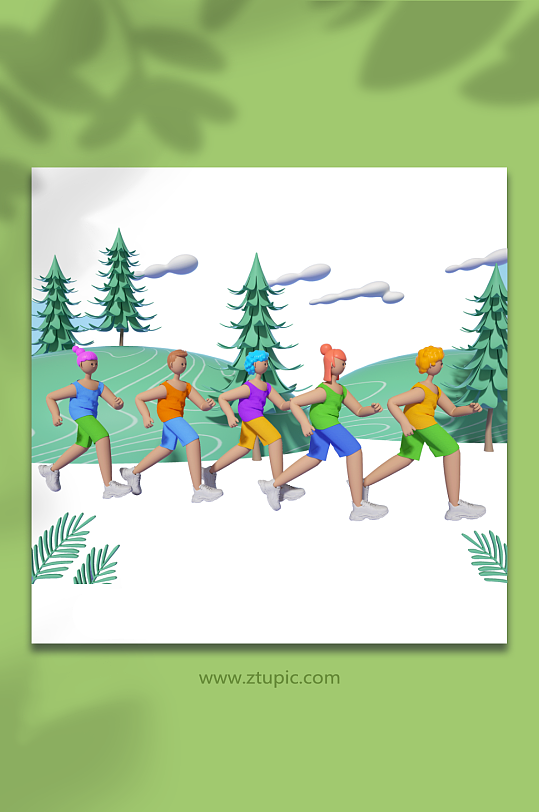 青年节潮运动人物立体感建模-众图网