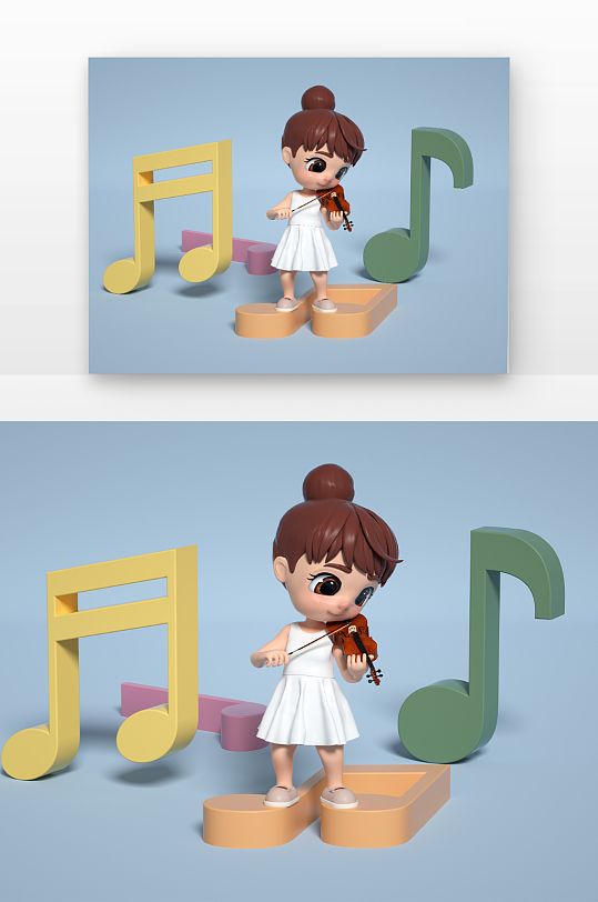 小提琴课外班兴趣班教育培训立体感卡通场景-众图网