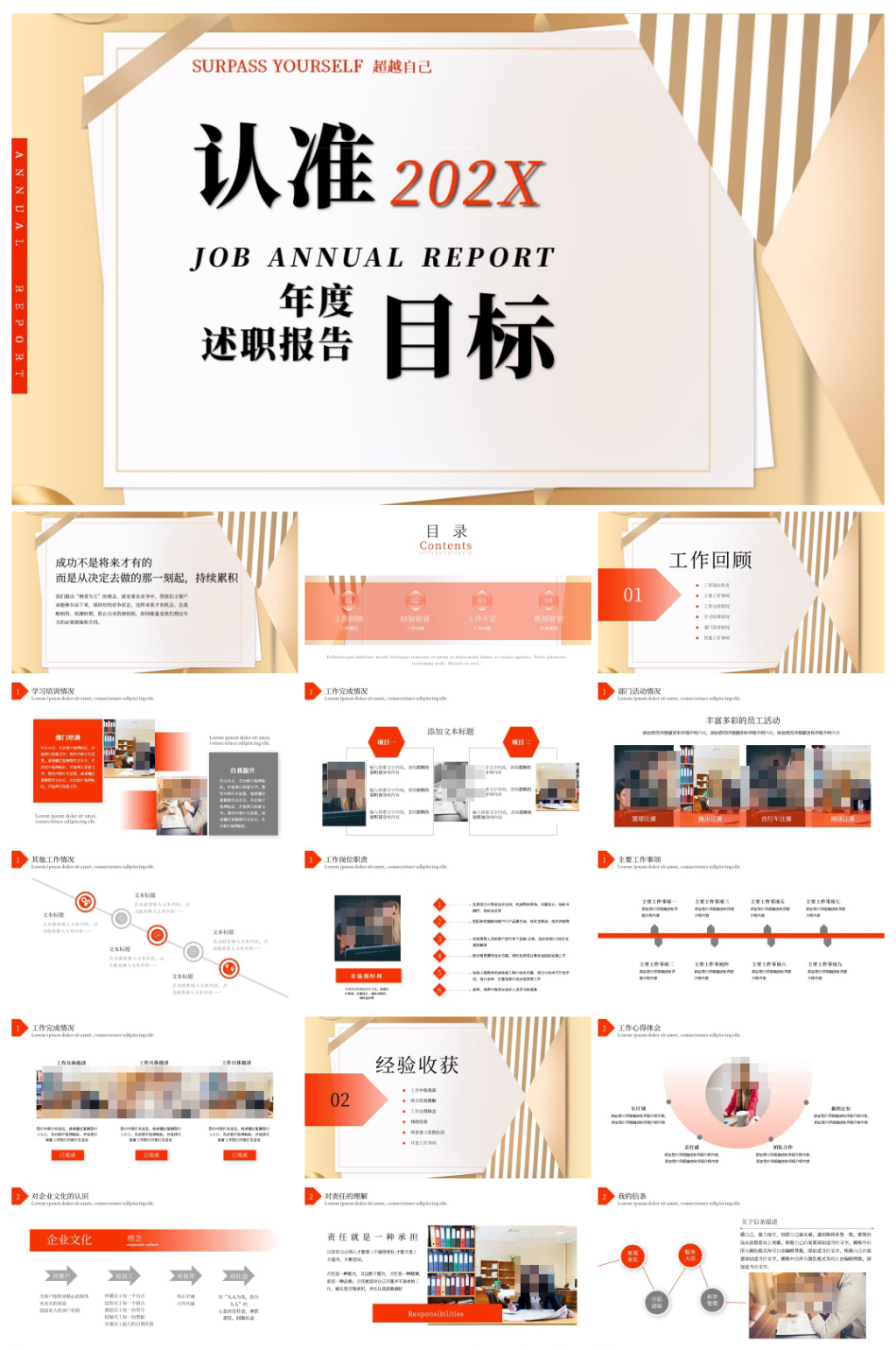 大气认准目标年终述职报告PPT素材
