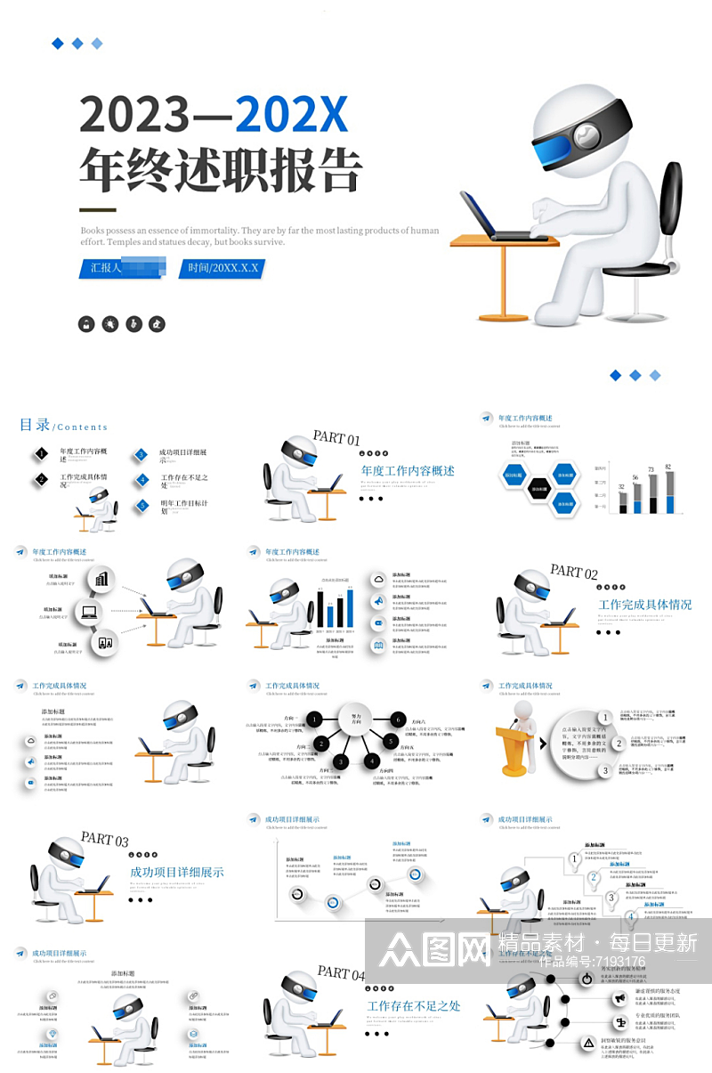 创意年终述职报告PPT模板素材