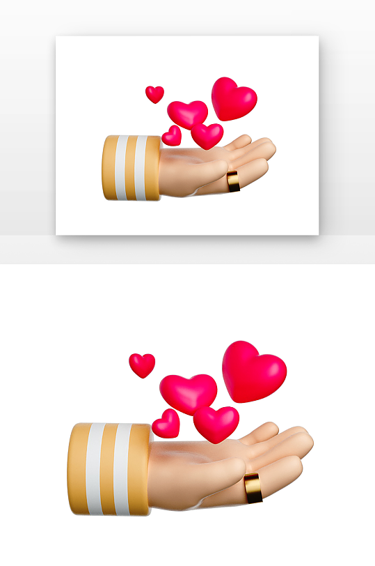 立体手捧起红心元素渲染-众图网