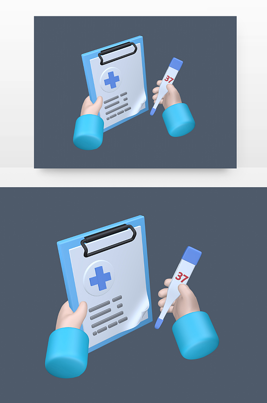 立体手拿温度计医疗元素-众图网