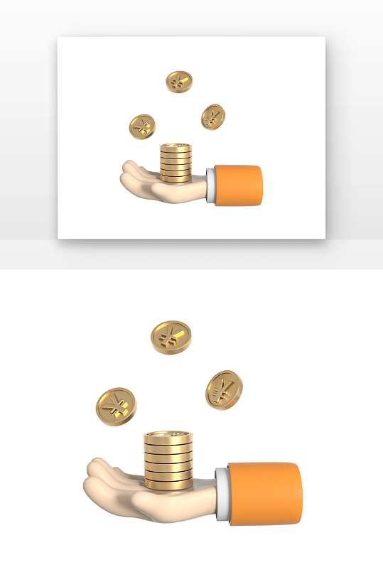 立体手拿金币手金融理财元素-众图网