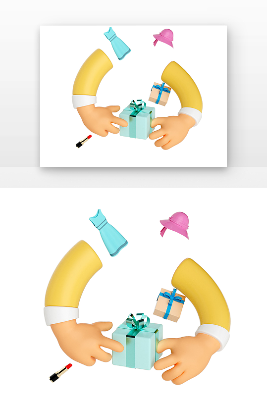 立体手礼物元素建模-众图网