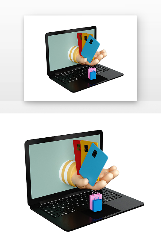 立体手持银行卡元素建模元素-众图网