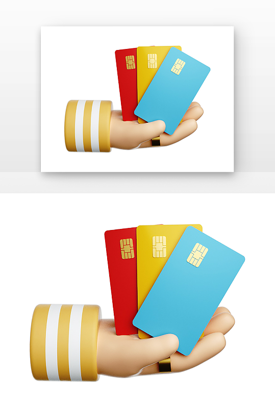 立体手持银行卡元素建模-众图网