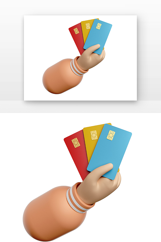 立体手持银行卡元素-众图网