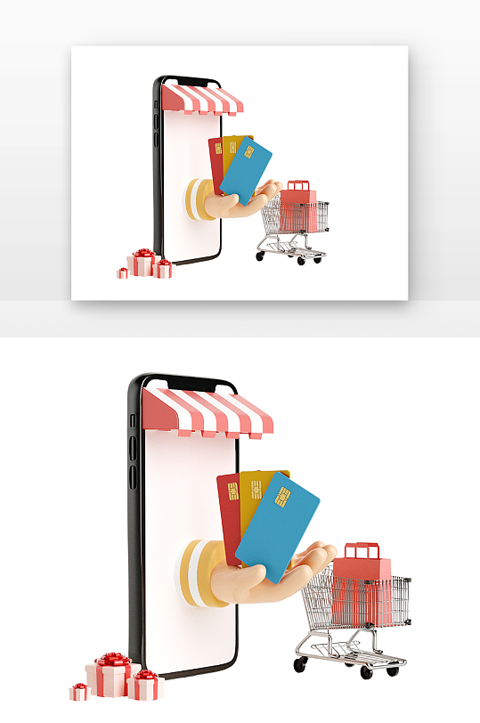 立体手持银行卡手机黑元素建模-众图网