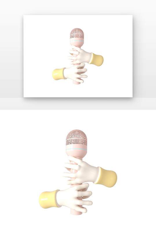 立体马卡龙色系手捧着演讲麦克风元素-众图网