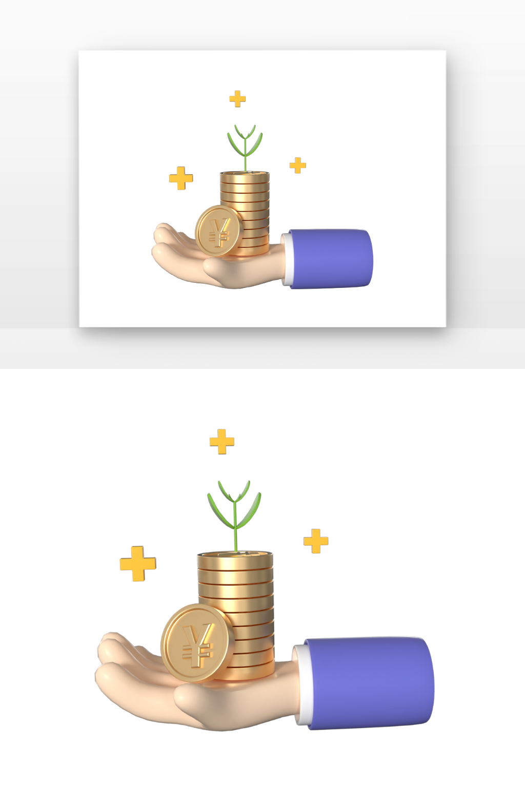立体金融理财手势元素素材