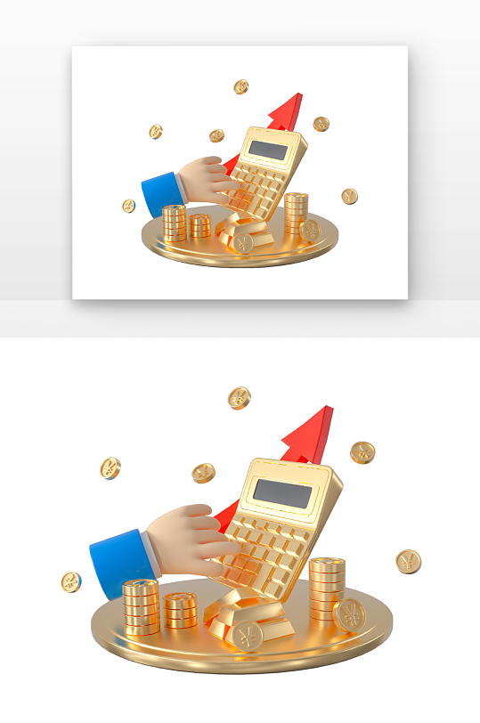 立体金融理财金币计算器元素-众图网