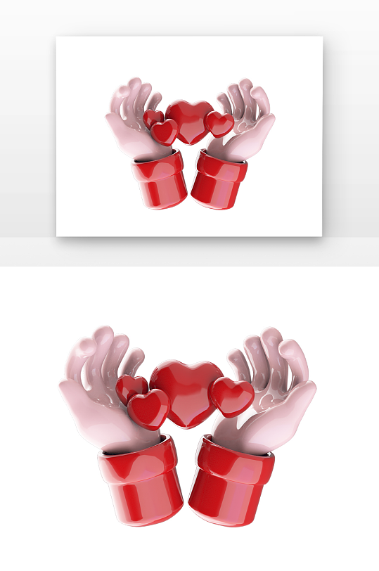 立体红色手中爱心元素建模-众图网