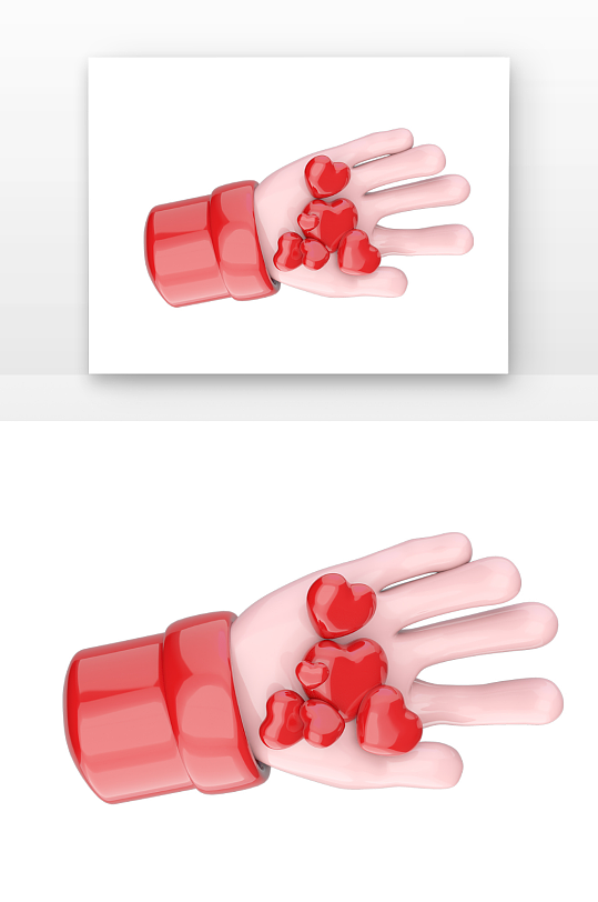 立体红色手掌爱心元素建模-众图网