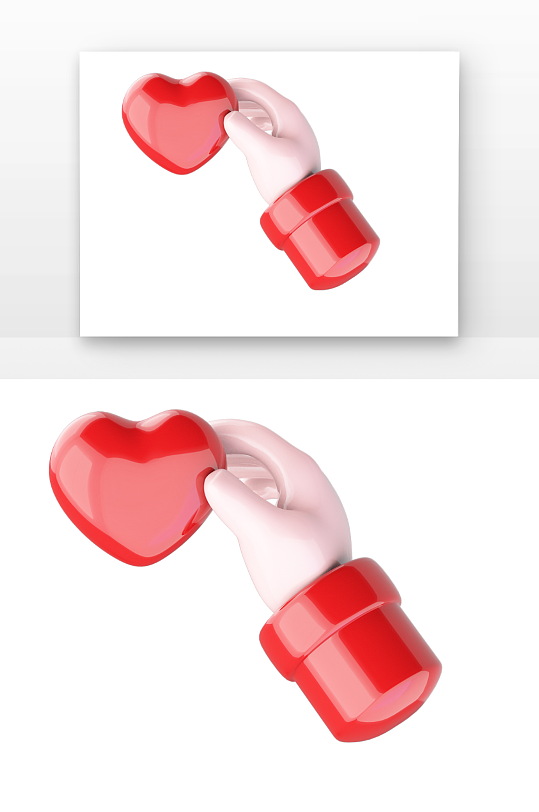 立体红色手拿爱心元素建模-众图网
