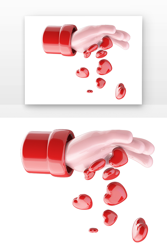 立体红色手丢爱心元素建模-众图网