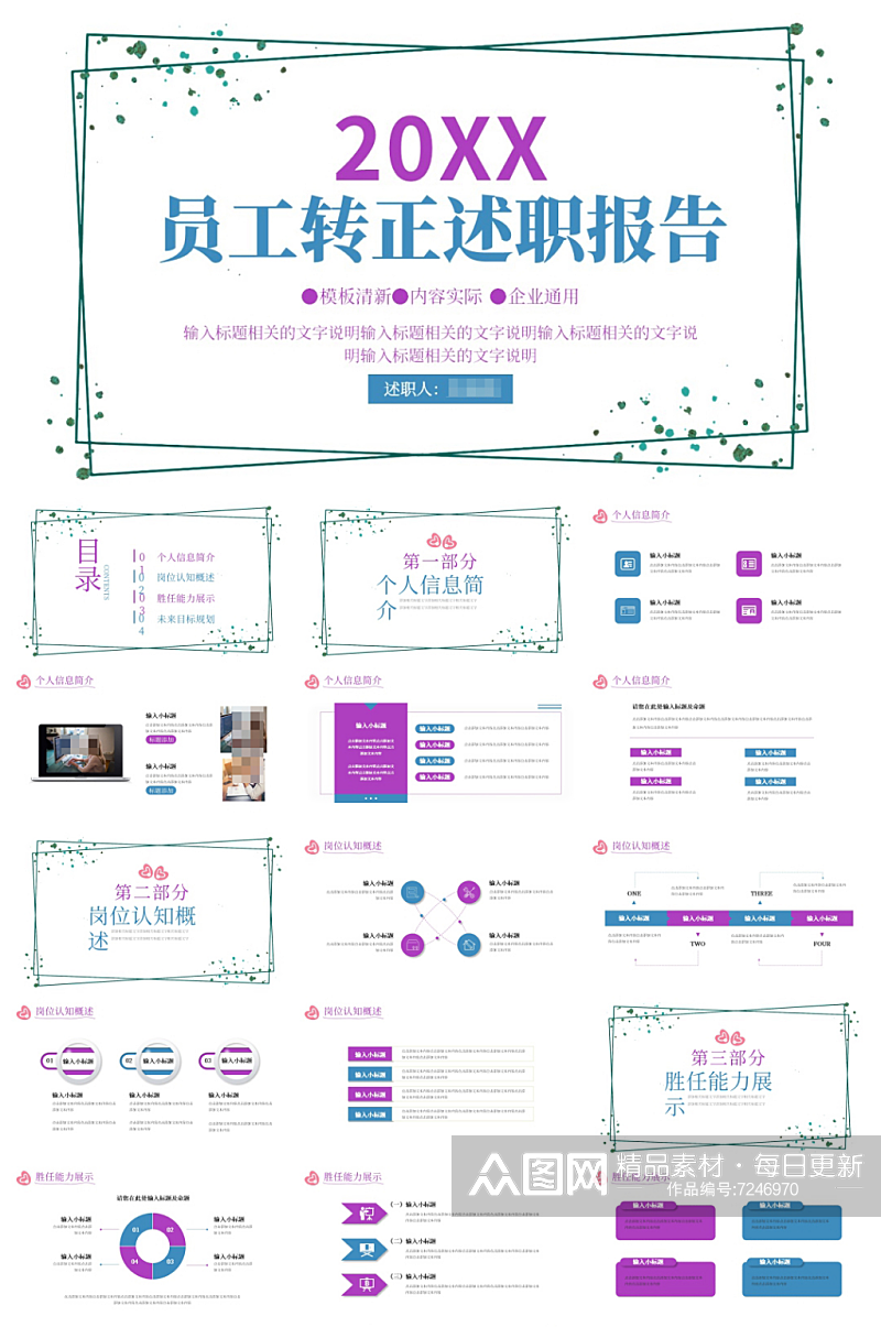 企业员工转正述职报告PPT素材