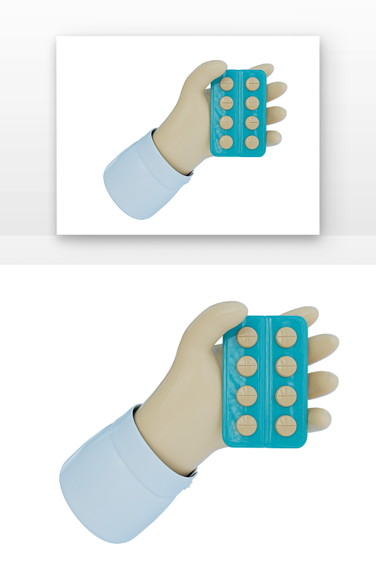 医疗手拿着医疗锡纸药片元素-众图网