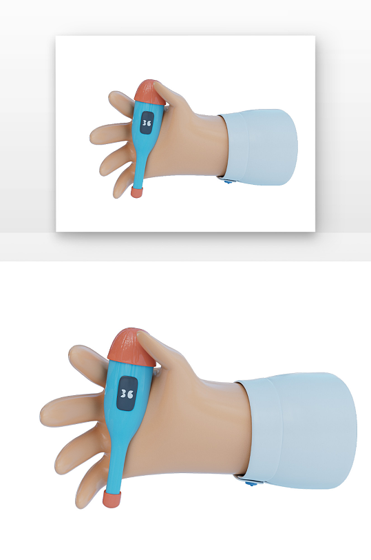 医疗手拿着医疗测温体温计元素-众图网