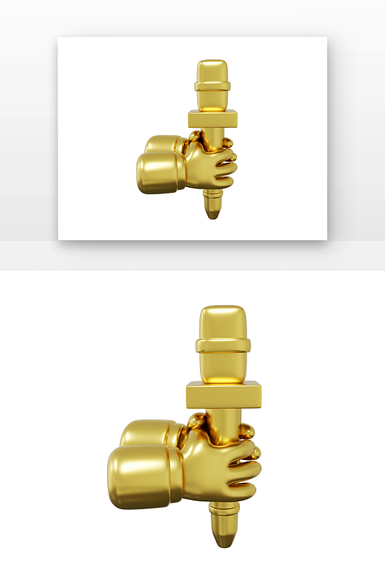 演讲手麦克风金色话筒手拿金色话筒举起-众图网