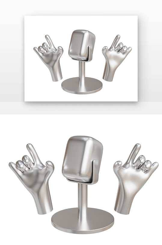 演讲手和麦克风银色话筒双手手势-众图网