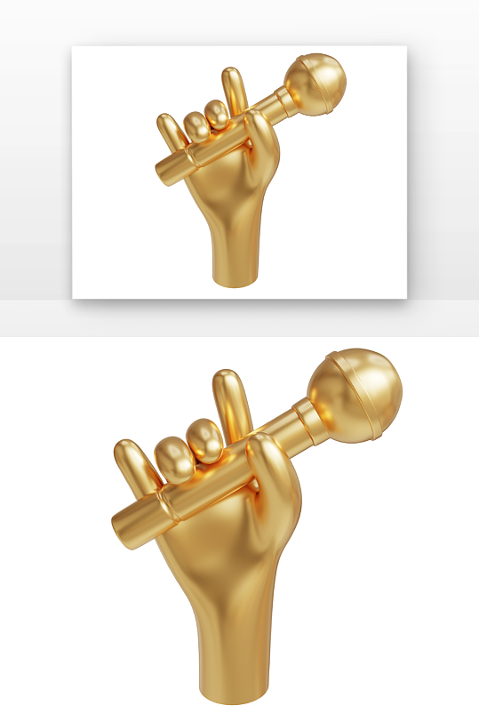 演讲手和麦克风手拿金色话筒举起-众图网