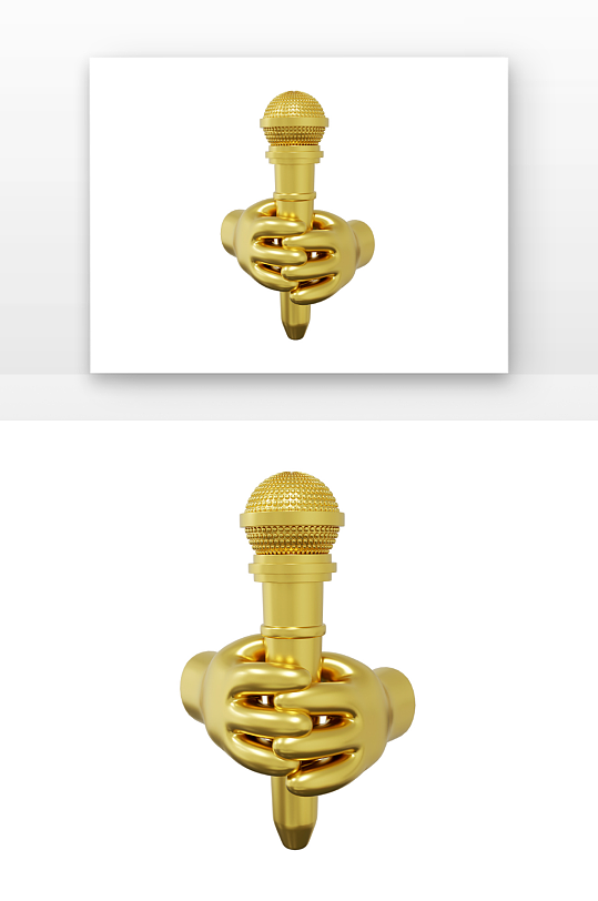 演讲手和麦克风金色话筒双手拿话筒-众图网