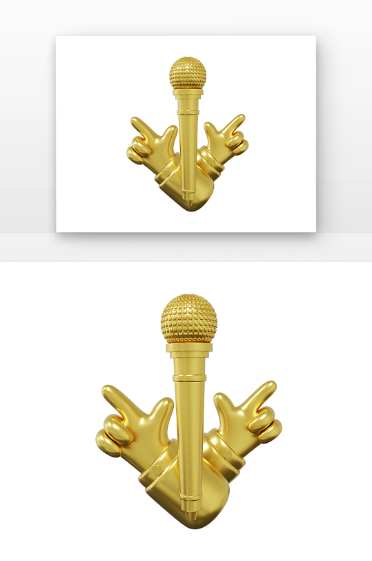 演讲手和麦克风金色话筒举起双手手势-众图网