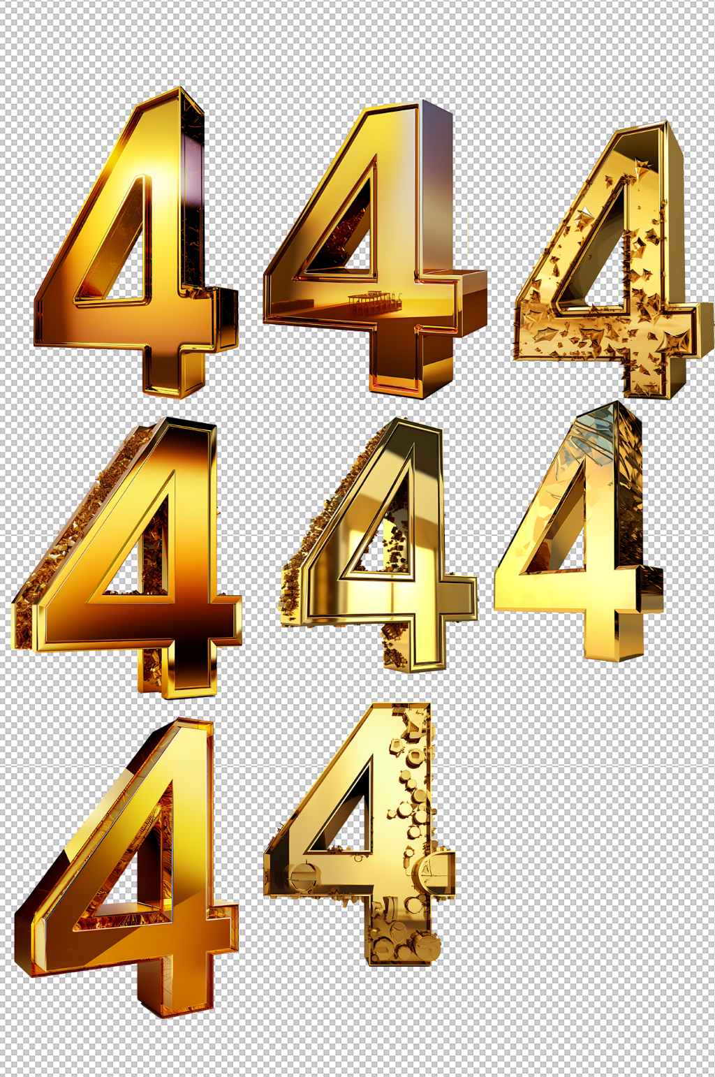 数字立体金属数字素材