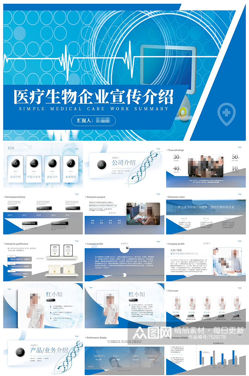 医药生物医疗医生公司介绍企业宣传PPT素材