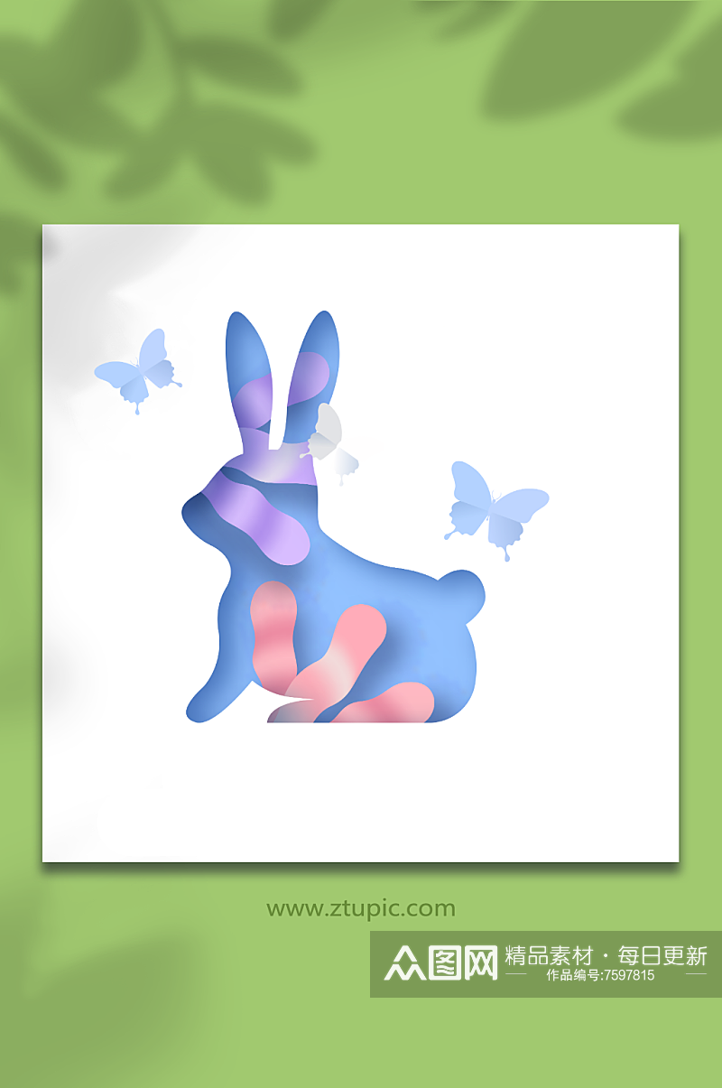 卡通一只蓝色的兔子模型元素素材