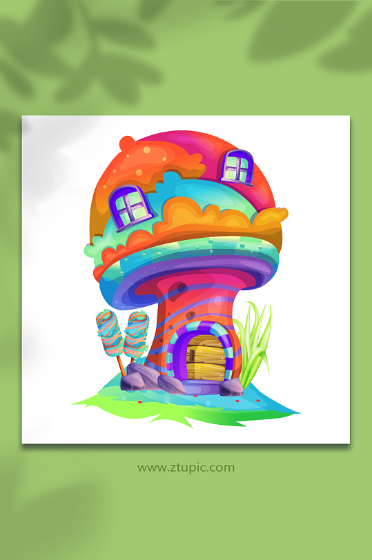卡通蘑菇屋元素设计