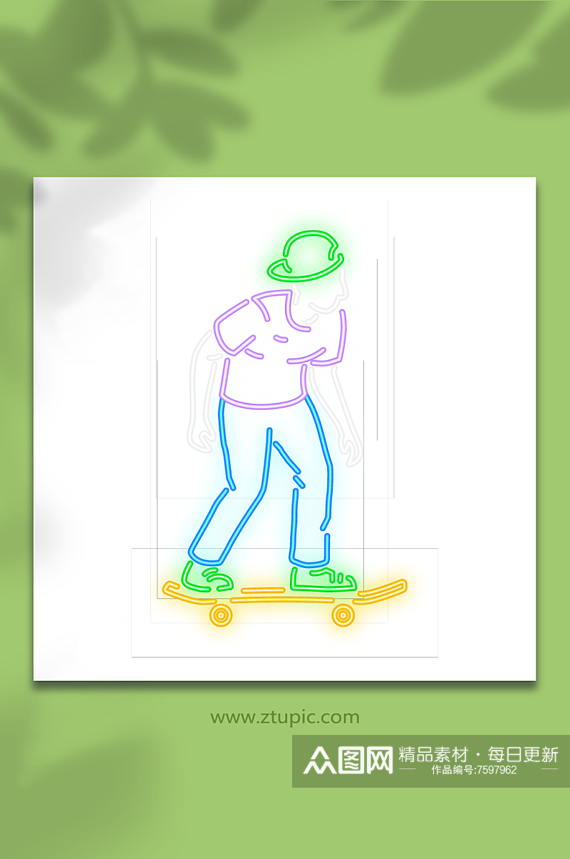 卡通踩在滑板上的男孩素材