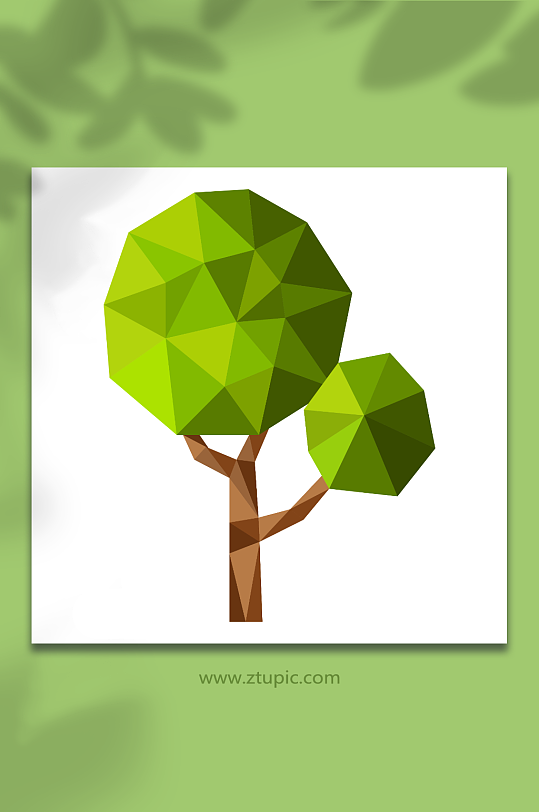 圆形的晶格化绿树元素设计