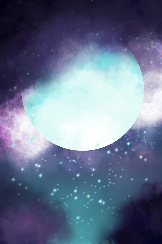 原创月亮星星空夜景