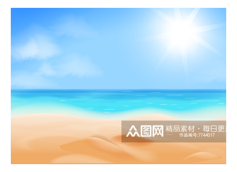 卡通夏日暖阳风景元素素材