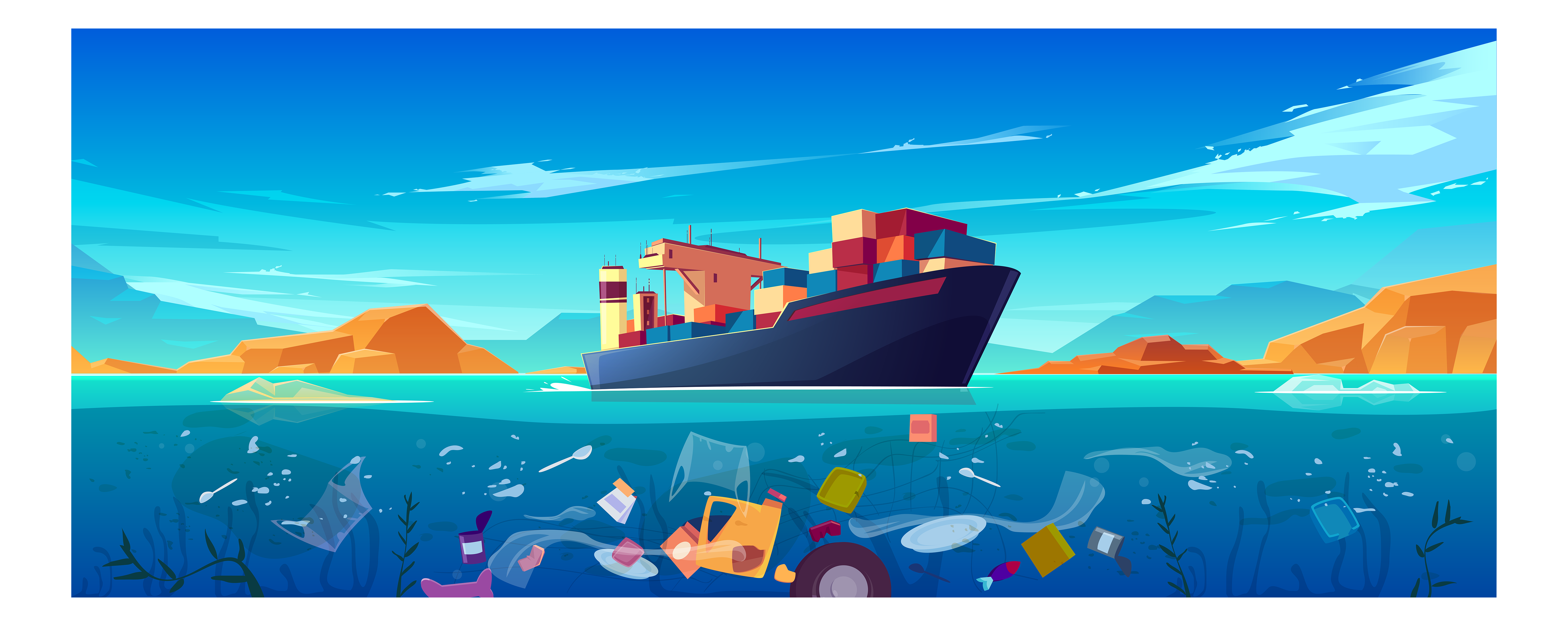 卡通蓝色海水元素元素海滩原创设计素材
