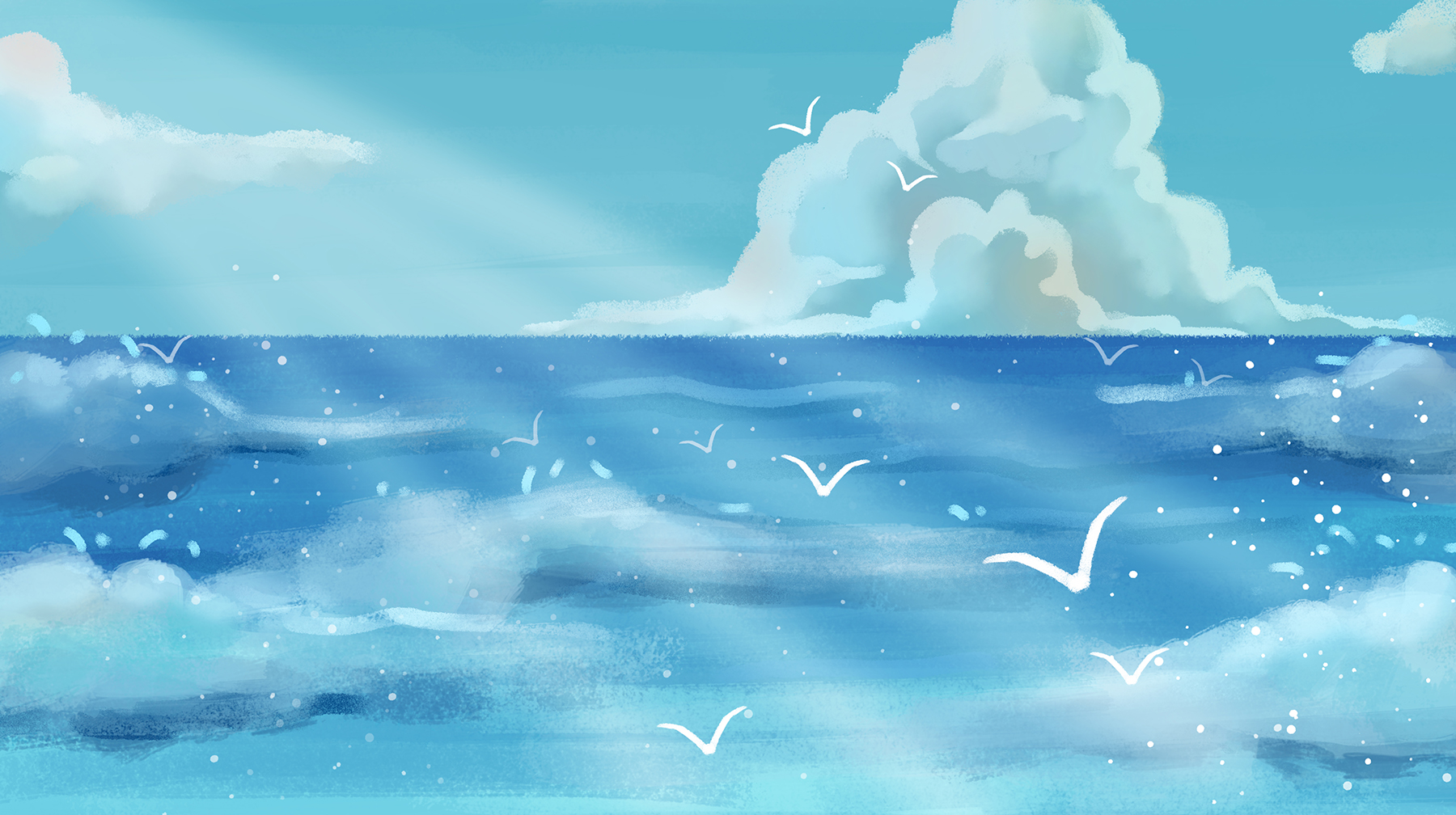 海洋唯美天空元素海滩原创设计素材