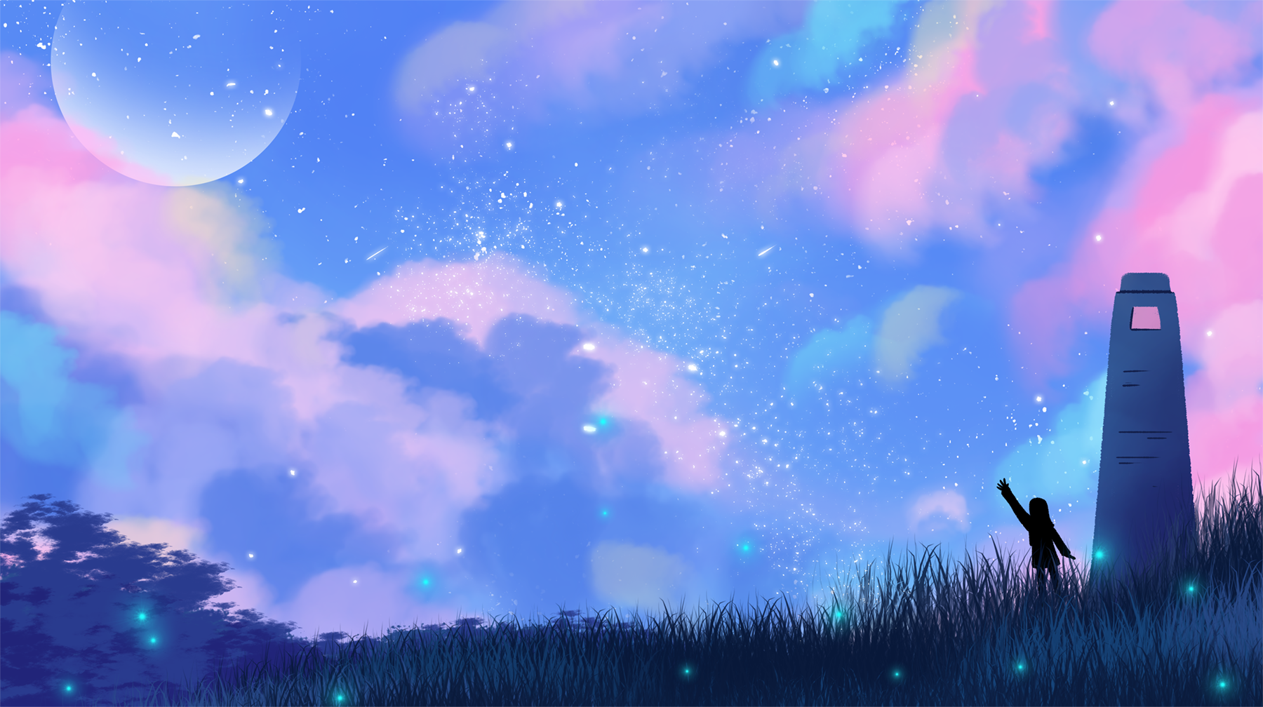 星空风景元素田野原创设计素材