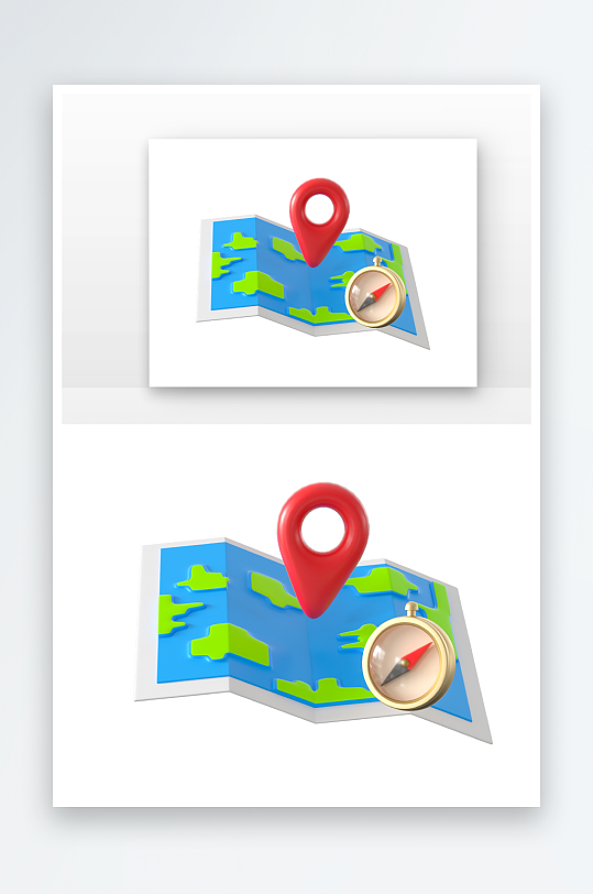 D立体地图指南针元素-众图网