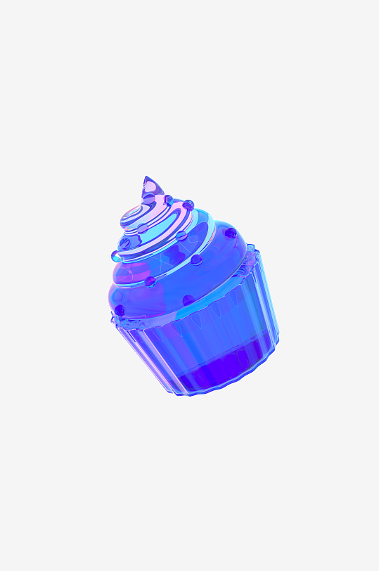 D立体蓝色酸性玻璃热蛋糕元素-众图网