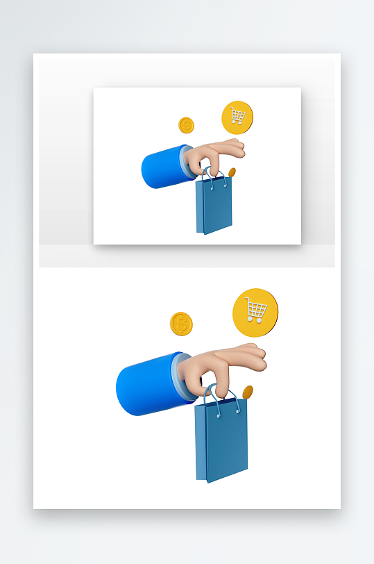 立体手持礼物袋元素建模-众图网