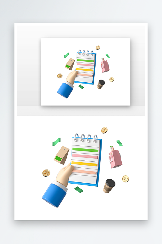 立体手持购物清单元素-众图网