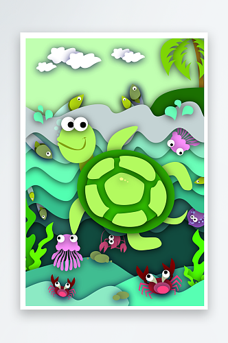 海洋乌龟插画插画元素设计元素