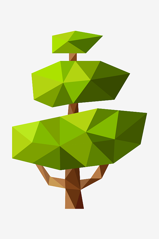 晶格化绿树插画元素设计元素
