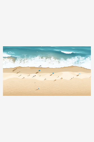 夏日海洋海浪风景插画