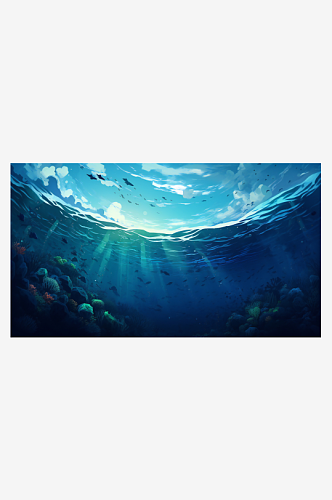 海底世界水波纹景观插画
