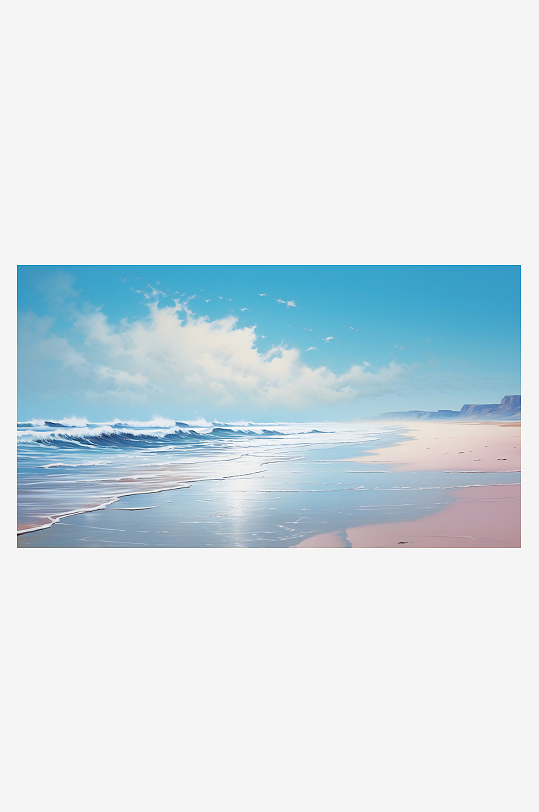 海边沙滩蓝色美景插画