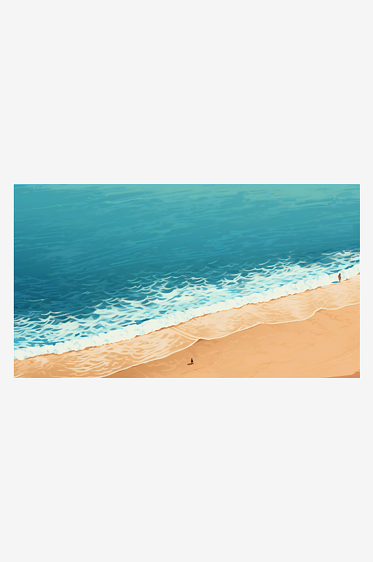 淡蓝色海洋海浪风景插画
