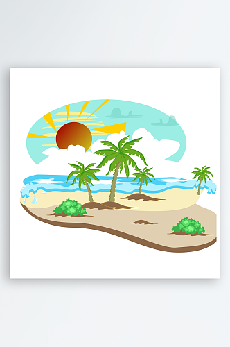 原创夏天热带沙滩椰子树